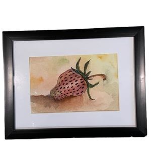Original Watercolor and Ink Art Strawberry